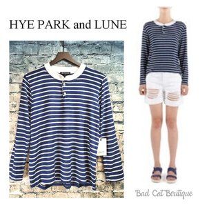 Hye Park and Lune | Martina Navy White Henley Top